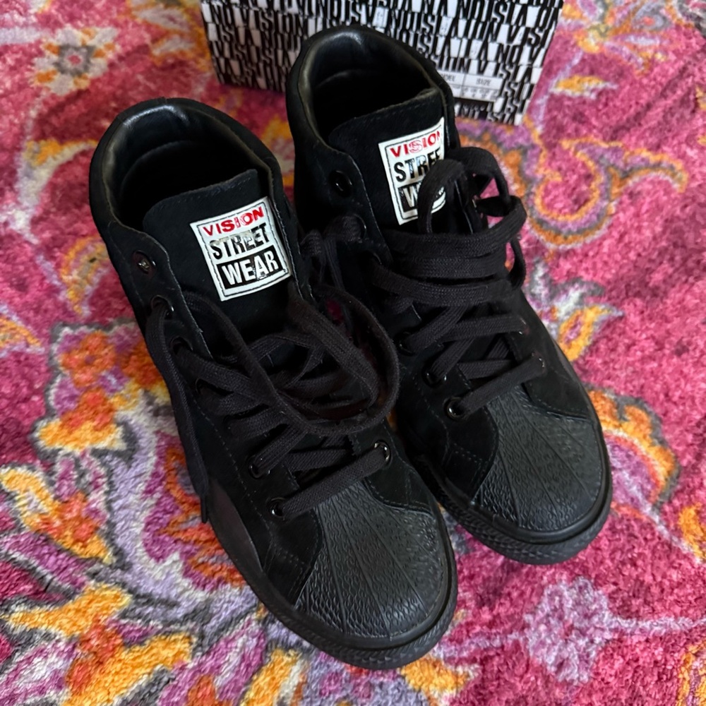 Vision Street Wear Black Suede Hi Top Sneakers